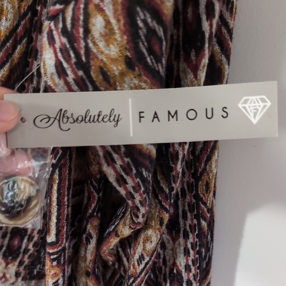 NWT Absolutely Famous | Boho Geometric Brown Grey Black 3/4 Sleeve Top Size 3X - Picture 11 of 11